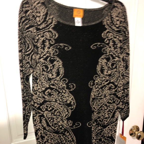 Holiday black / metallic Gold New Tunic Sweater Ruby Rd.  tunic NWT $59 - Picture 2 of 6